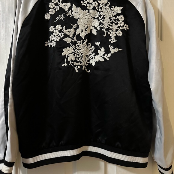 Floral Embroidered Black and White Women's Jacket - Picture 2 of 3